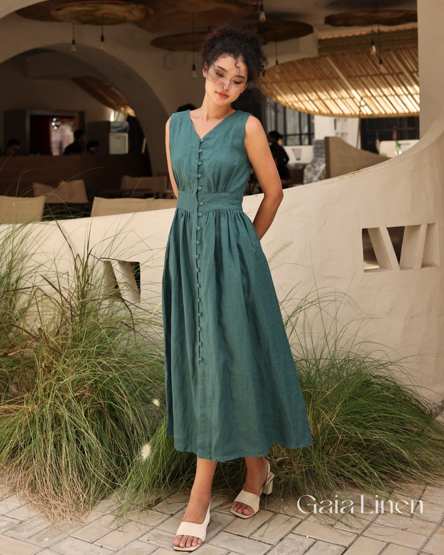 Linen Long Sleeveless Dress Tara
