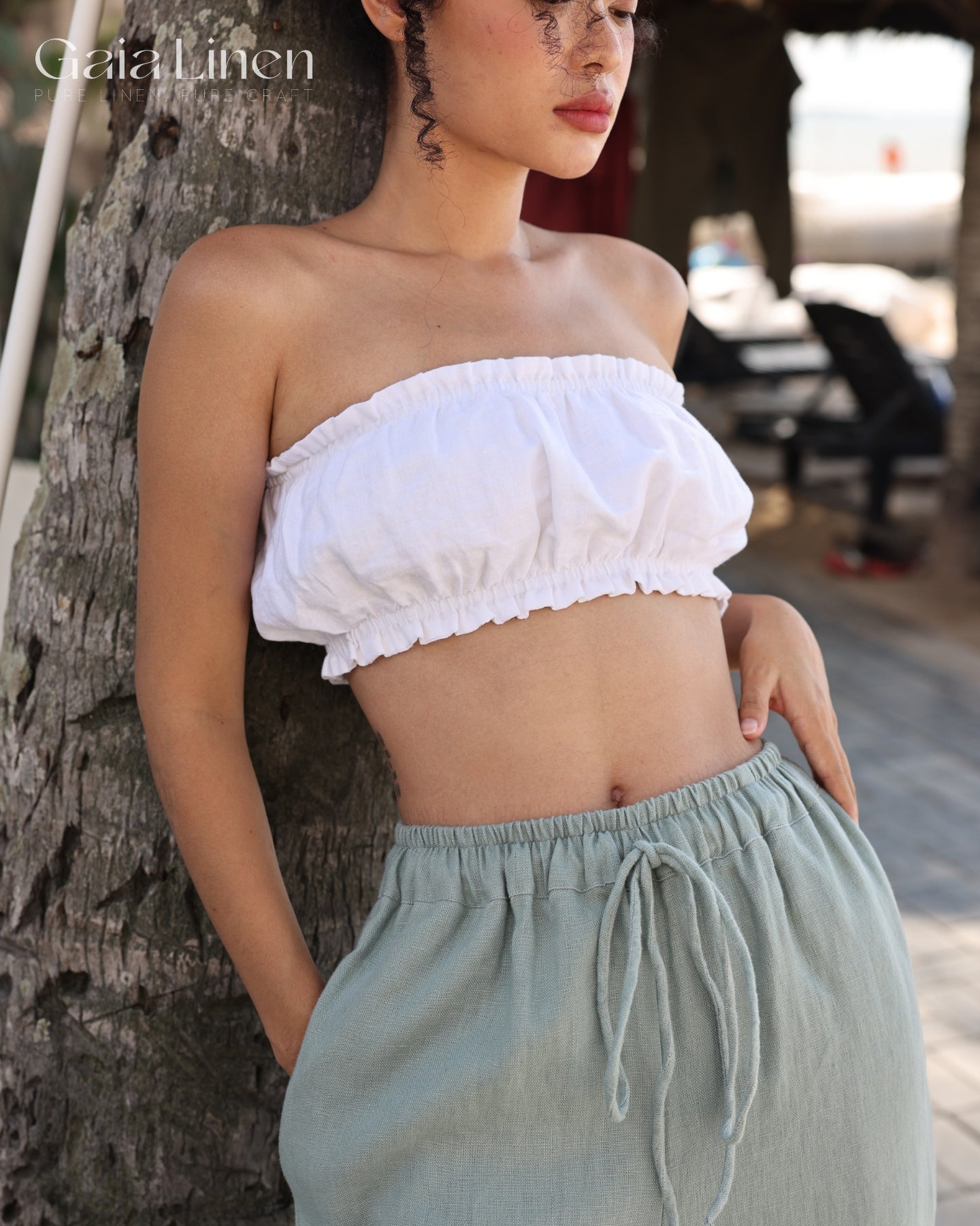Linen tube top SMOKE