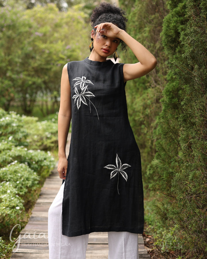 black linen tunic dress Tunic Dress Linen Rayon