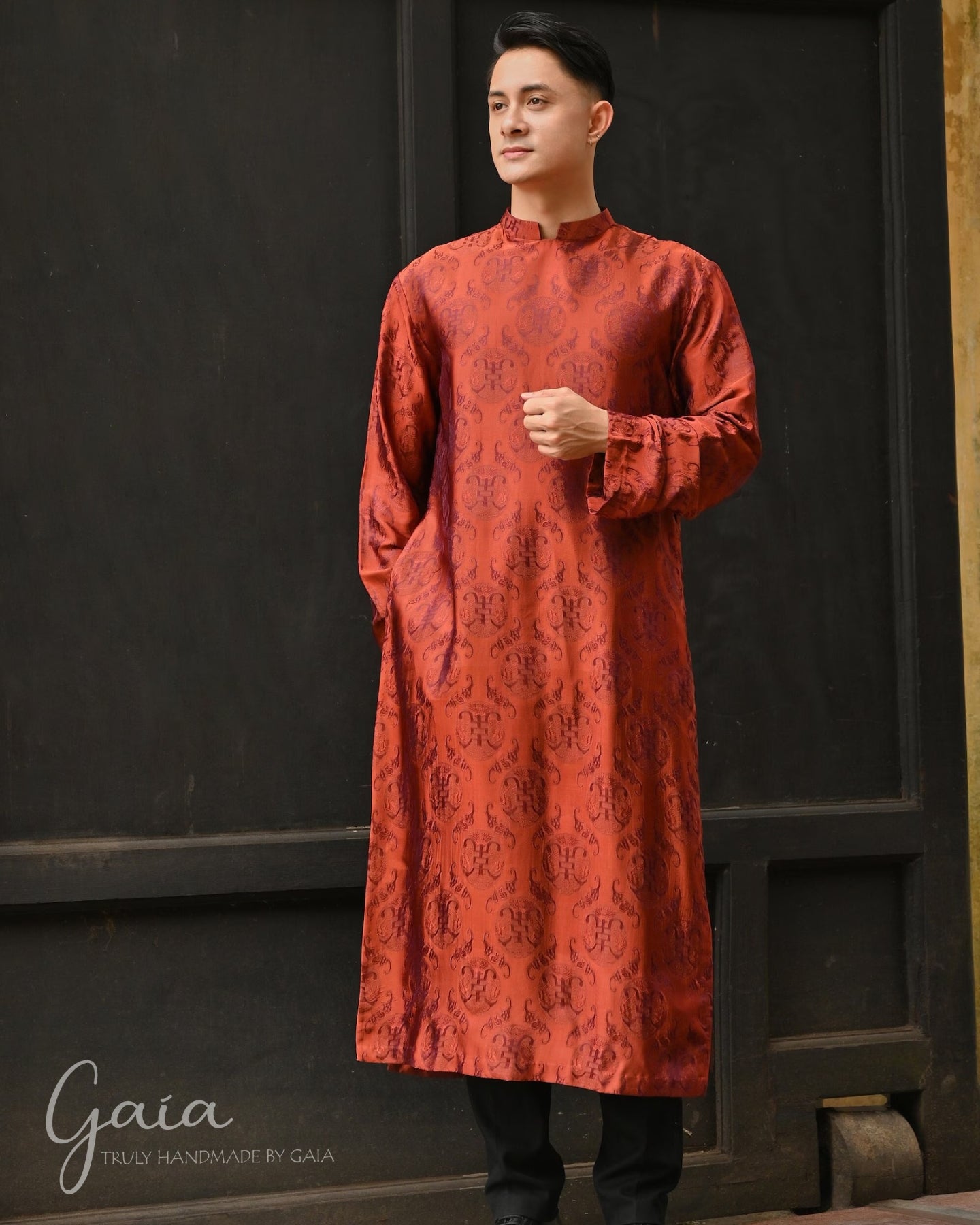 Mulberry silk men Ao Dai – MadebyGaia - Main Image