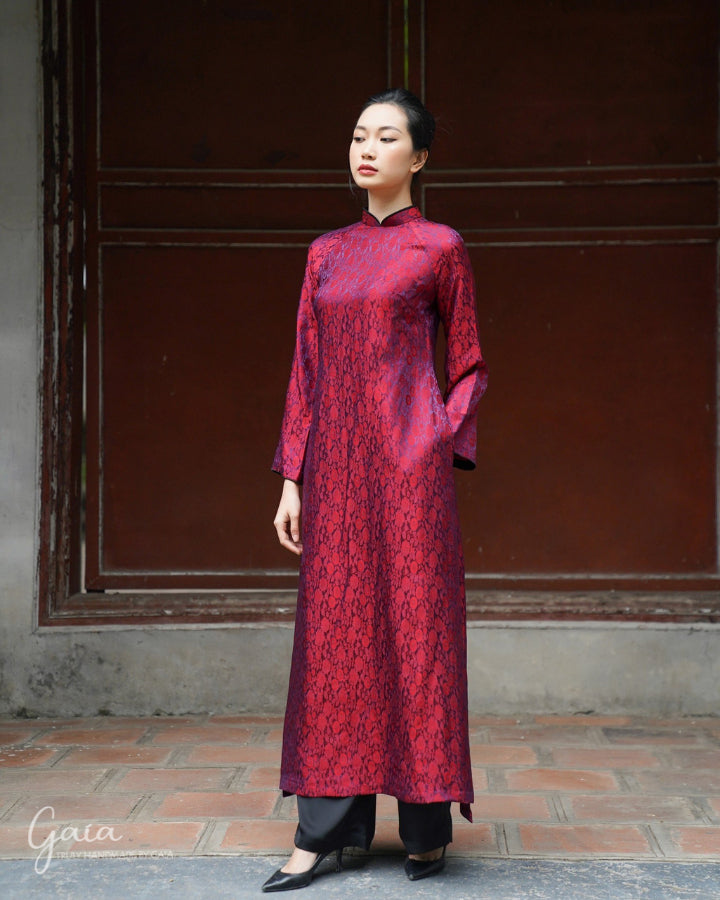 Mulberry silk red Ao Dai Vietnamese dress – Gaia