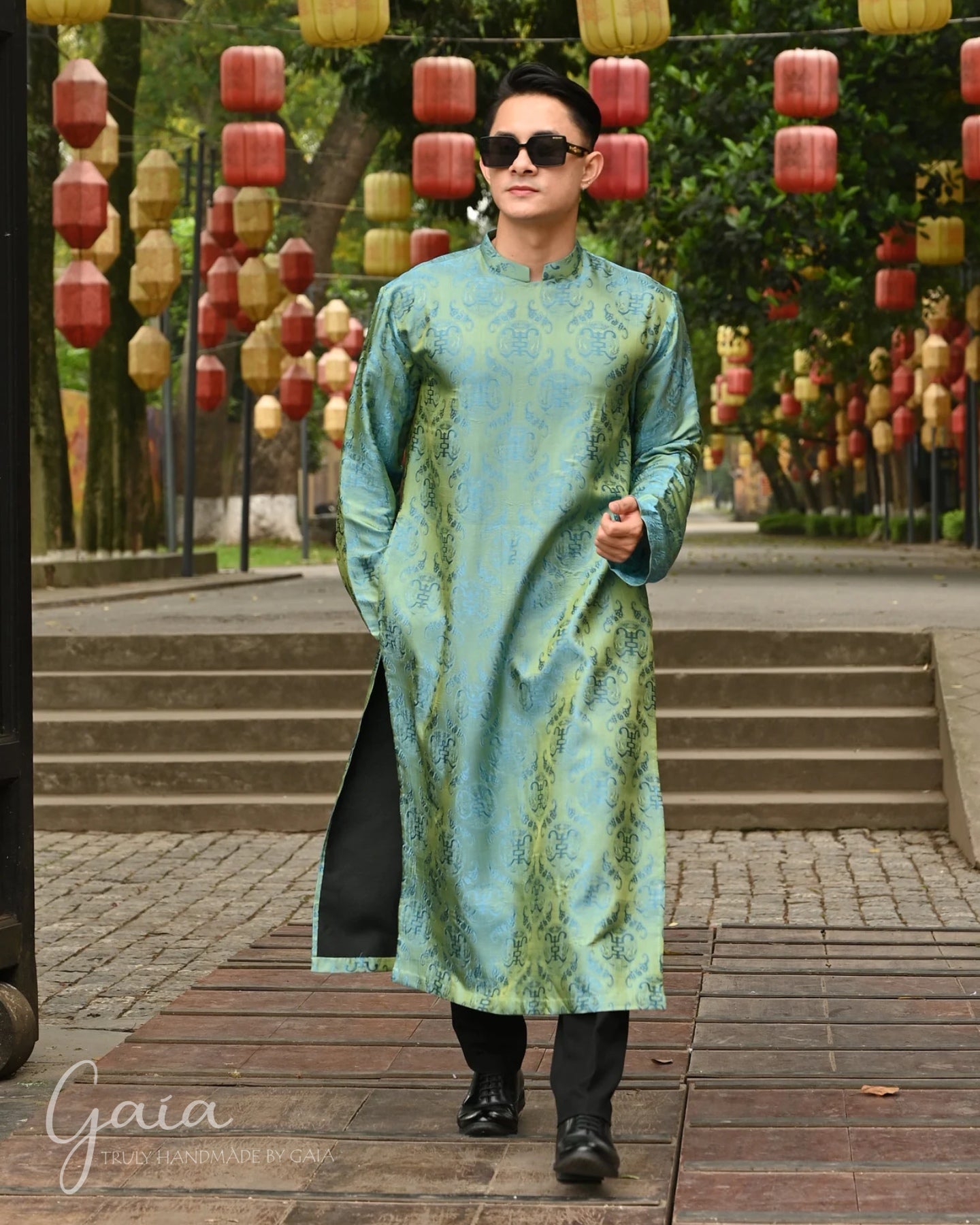 Mulberry silk Vietnam dress for men – MadebyGaia - Main Image