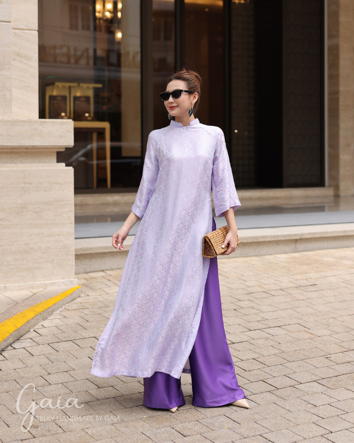 Mulberry silk Vietnam long dress Set Ao Dai & Pants