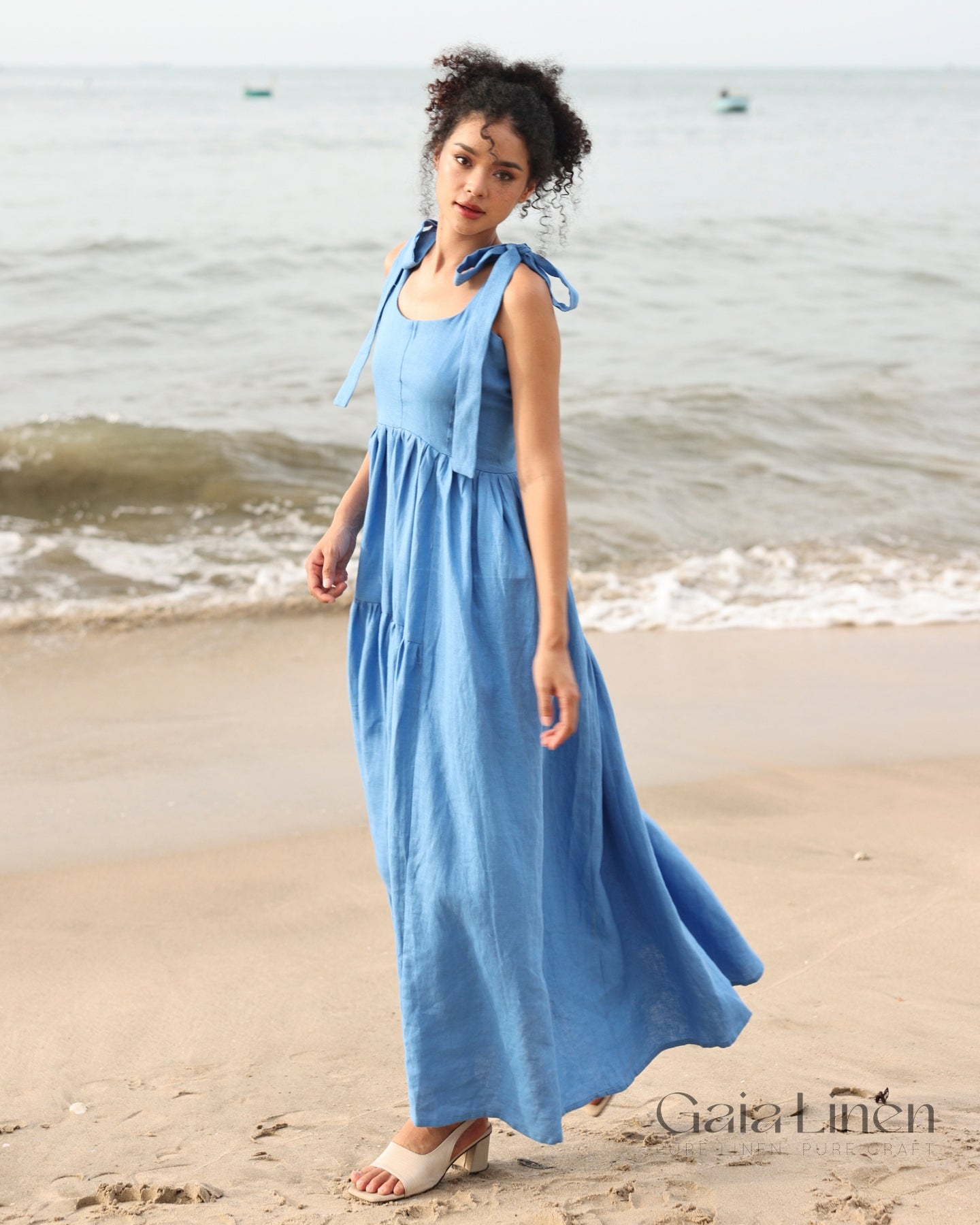 Tie strap linen dress CETARA