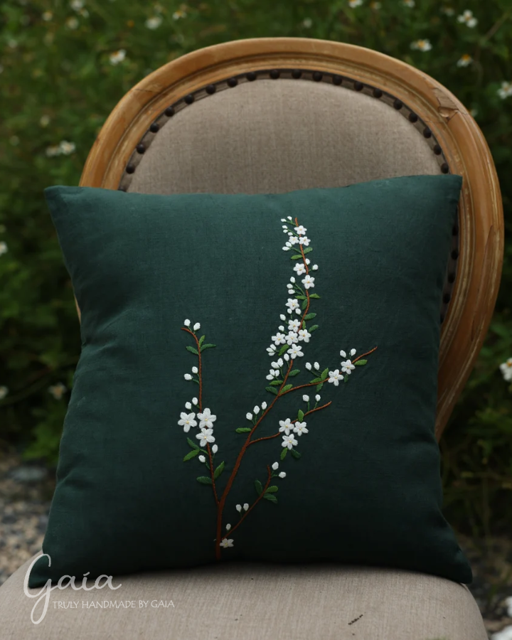 Vintage hand-embroidered pillow case