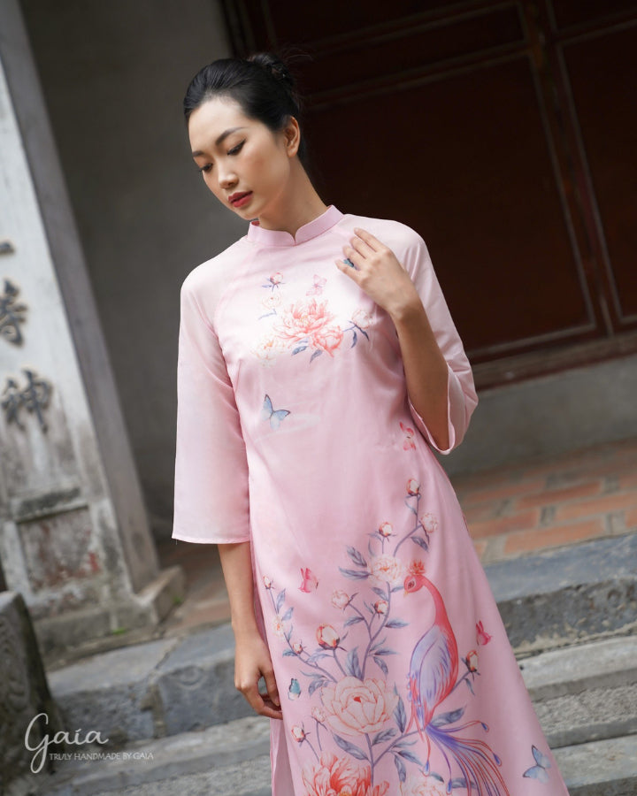 2-layered silk Ao Dai tunic dress