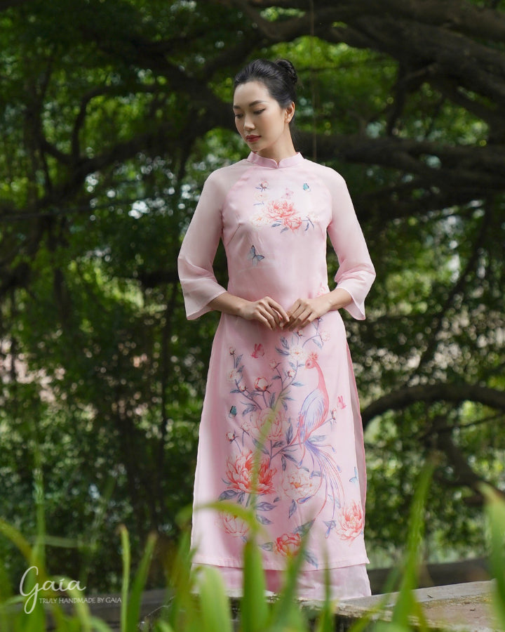 2-layered silk Ao Dai tunic dress