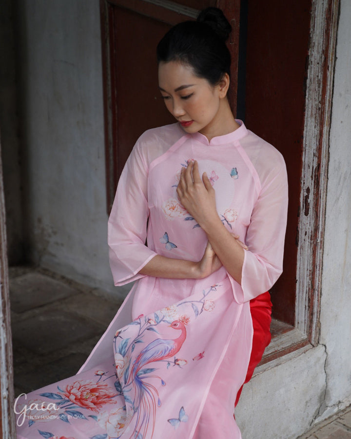 2-layered silk Ao Dai tunic dress