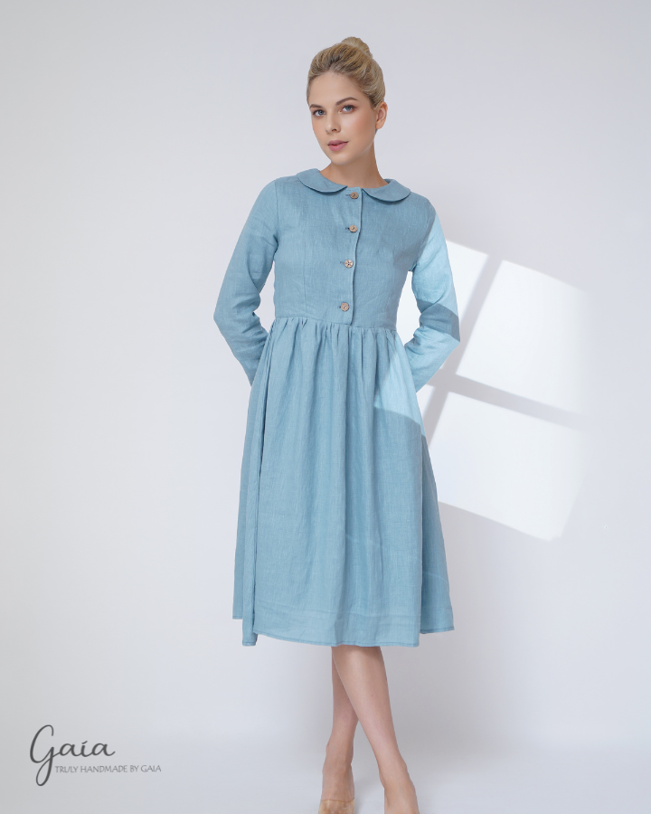 Collared linen dress