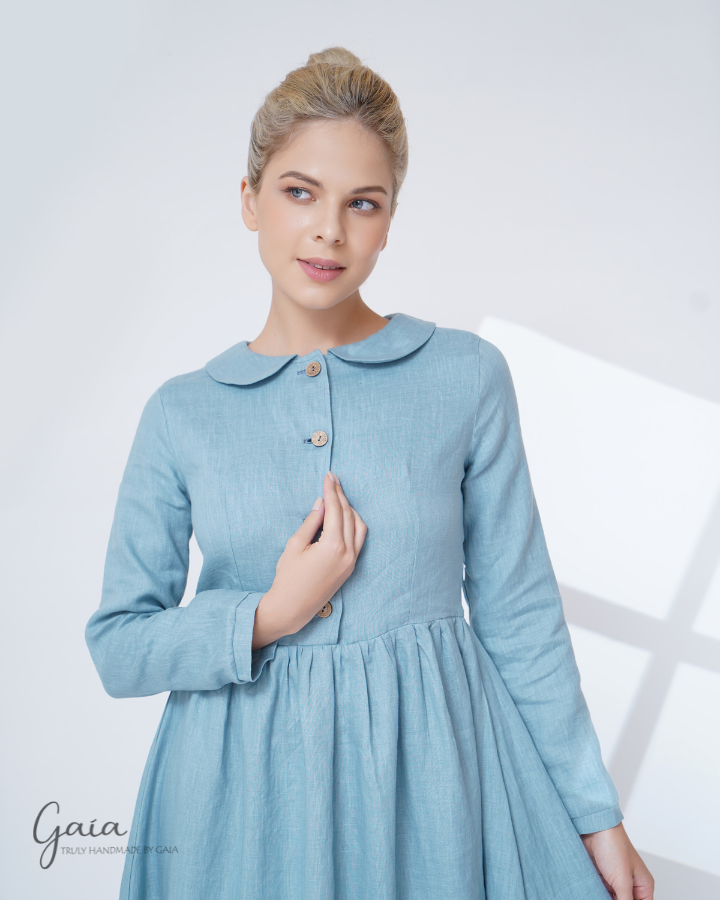 Collared linen dress