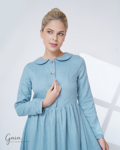 Collared linen dress