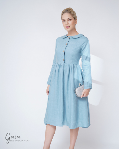 Collared linen dress