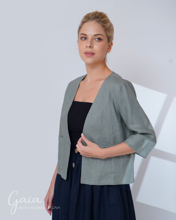 Cropped linen jacket