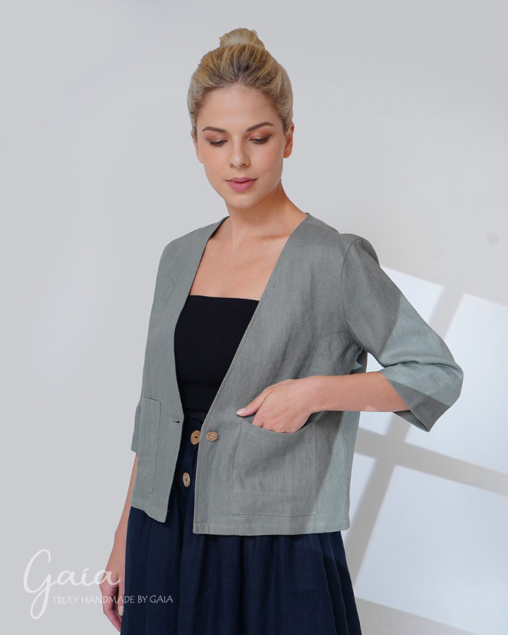 Cropped linen jacket