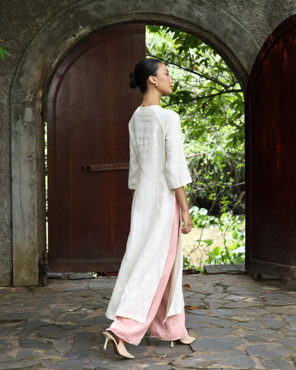 Custom embroidered linen ao dai