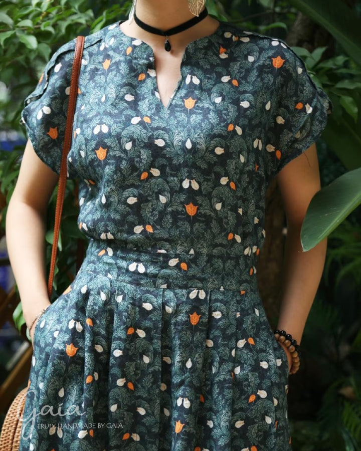 Floral linen dress