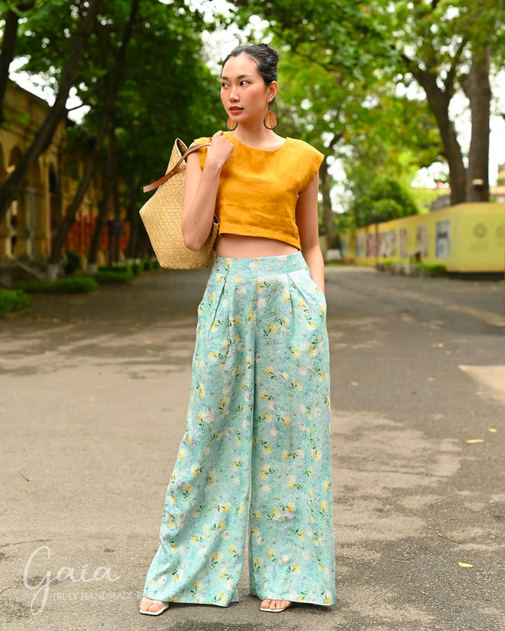 Floral linen pants