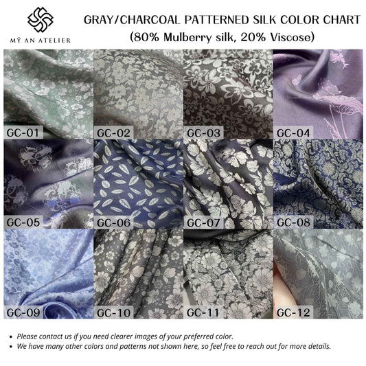 Gray patterned mulberry silk