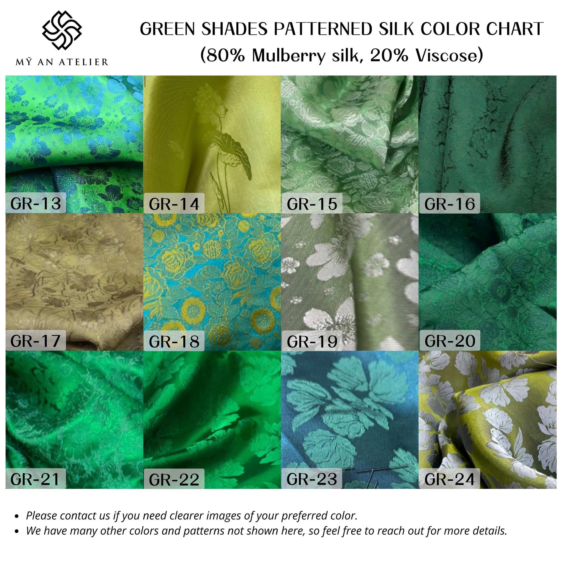 Green patterned mulberry silk