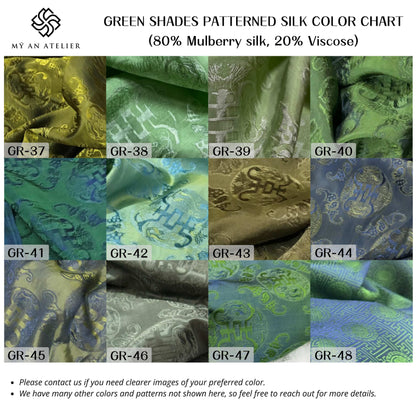 Green patterned mulberry silk