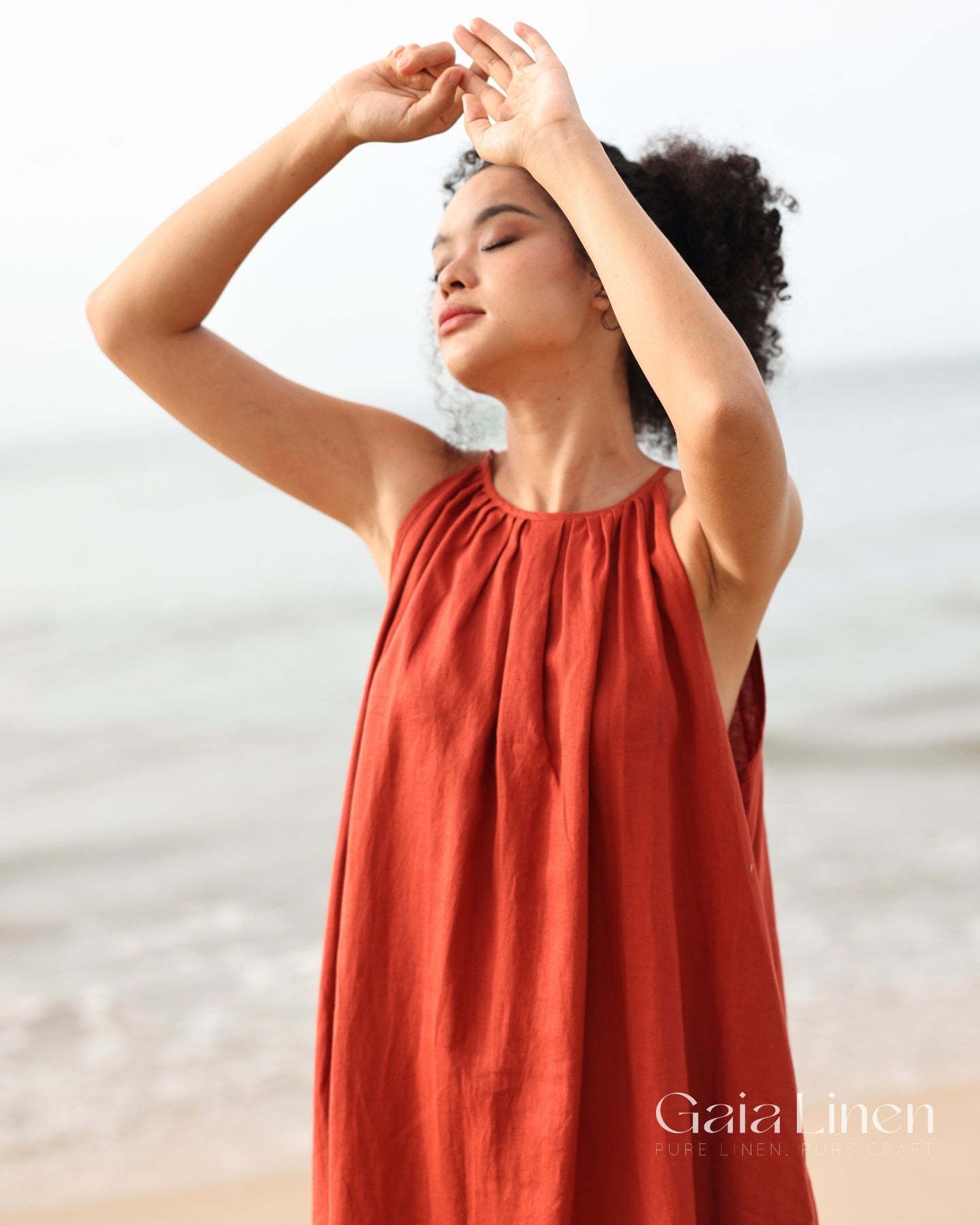 Halter neck linen maxi dress MOCO Halter neck linen maxi dress MOCO