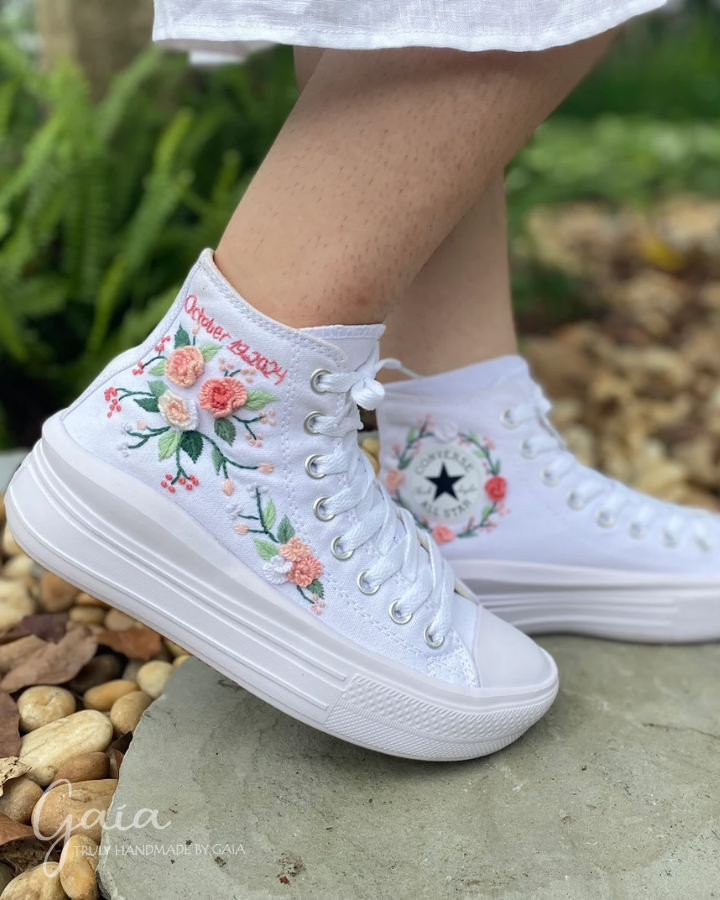 Hand-embroidered Converse high top