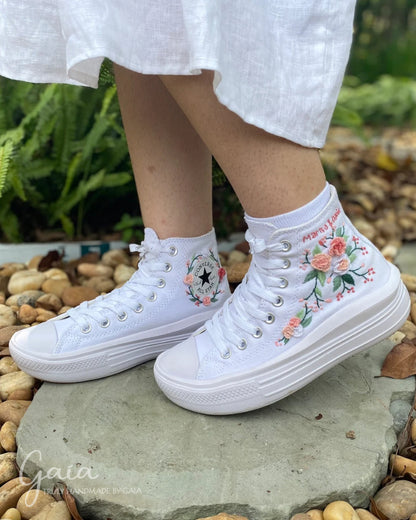 Hand-embroidered Converse high top