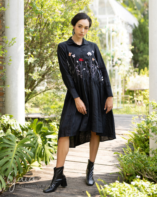 Hand-embroidered floral elegant dress