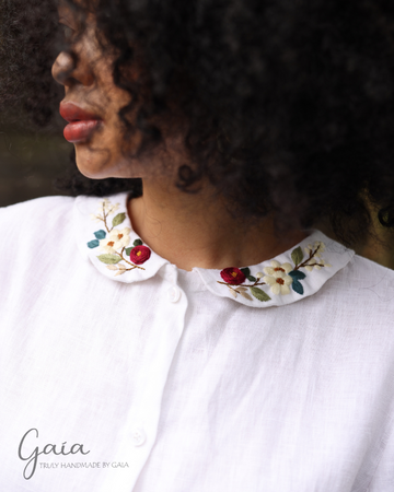 Embroidered Stretch Silk Linen Top