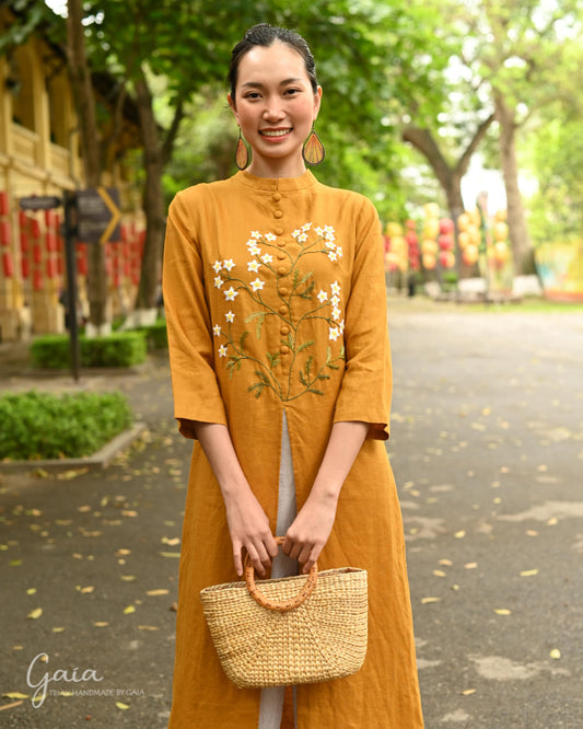 Linen Ao Dai Vietnamese traditional dress