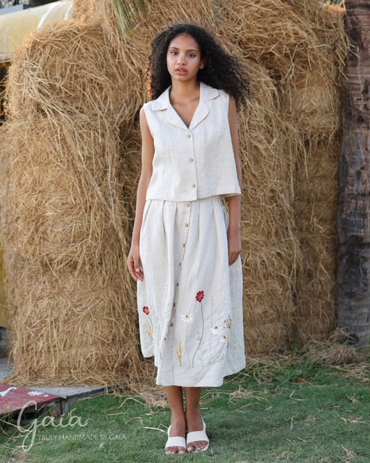 Hand-embroidered linen set women