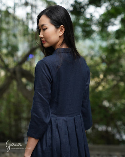 Hand-embroidered linen shirtwaist dress KYLIE Hand-embroidered linen shirtwaist dress KYLIE