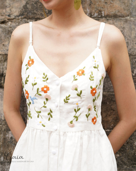 Hand embroidered linen sundress