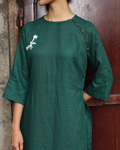 Hand-embroidered linen tunic dress