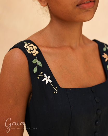 Hand-embroidered midi dress