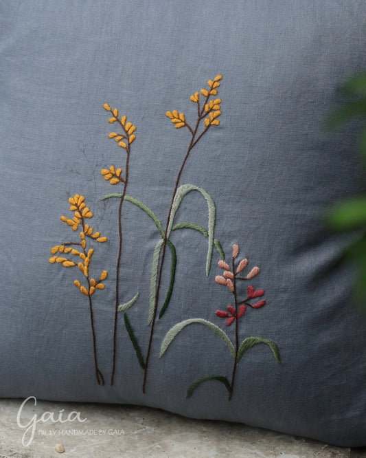 Hand-embroidered pillow case