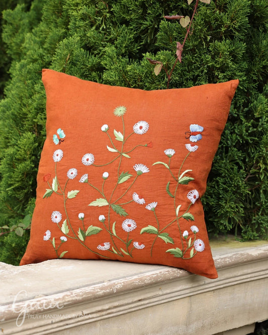 Hand-embroidered sofa cushion cover