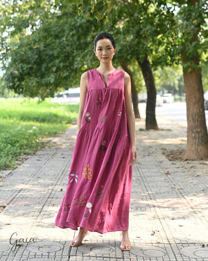 Hand embroidered summer maxi dress