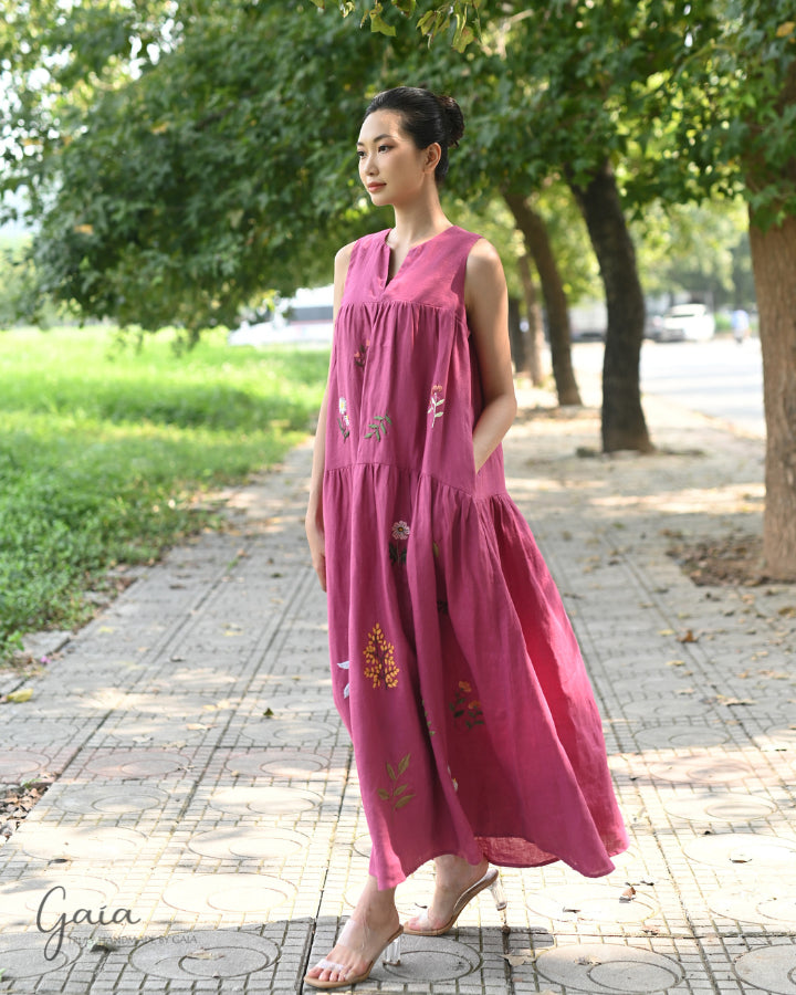 Hand embroidered summer maxi dress