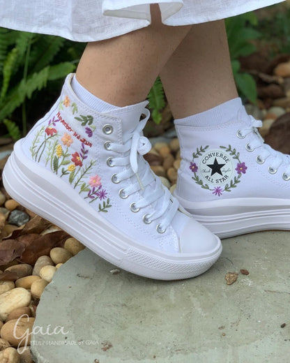 Hand-embroidered unique wedding shoes