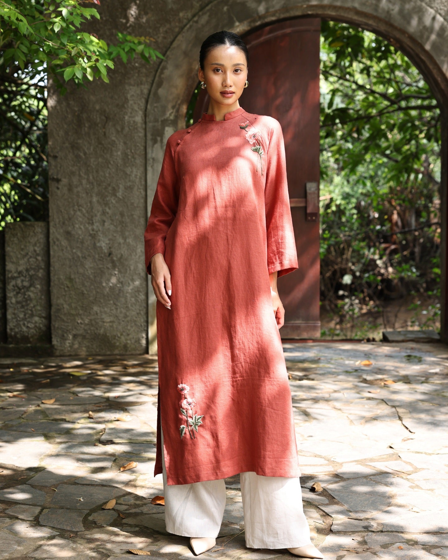 Hand-embroidered Vietnamese ao dai