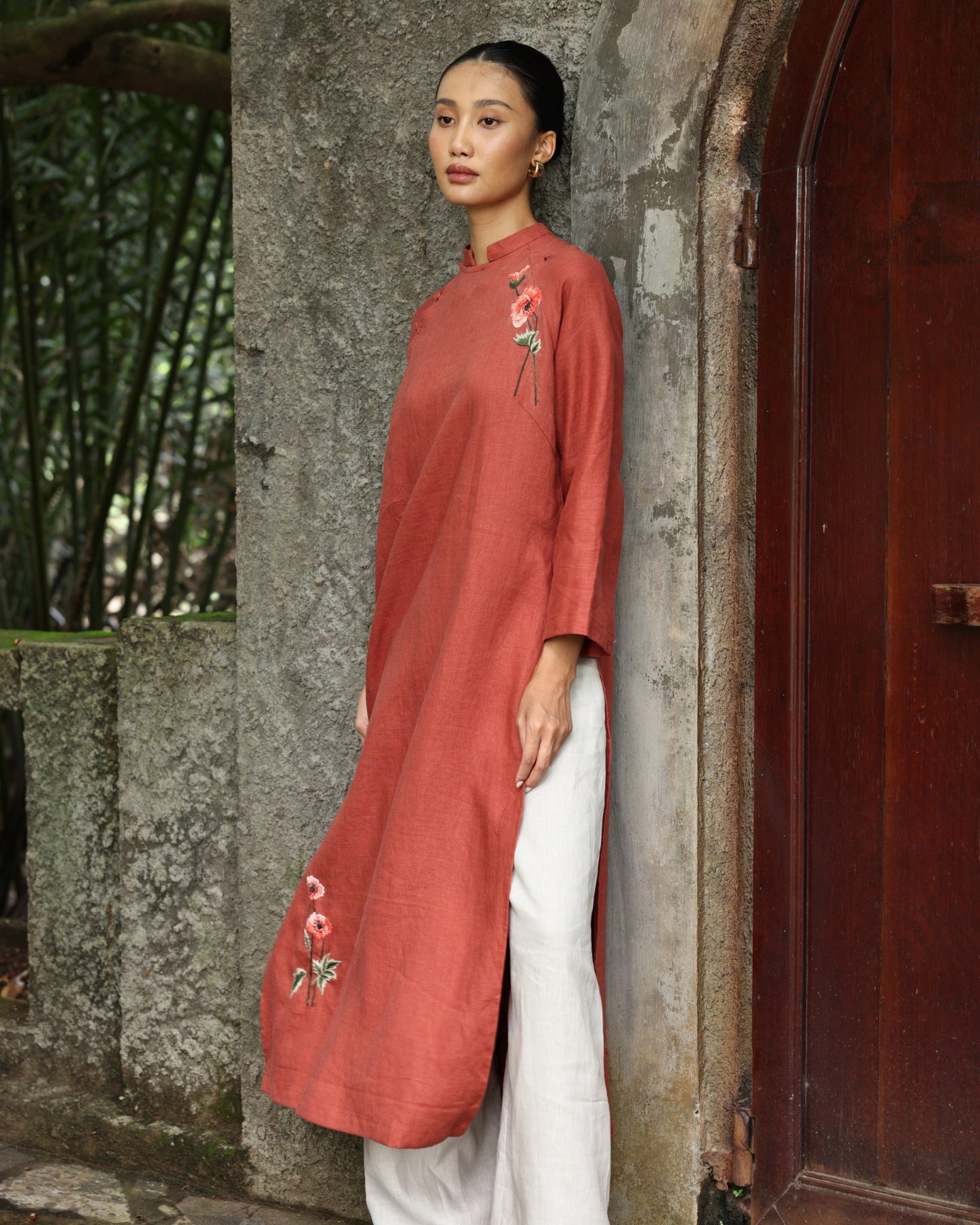 Hand-embroidered Vietnamese ao dai