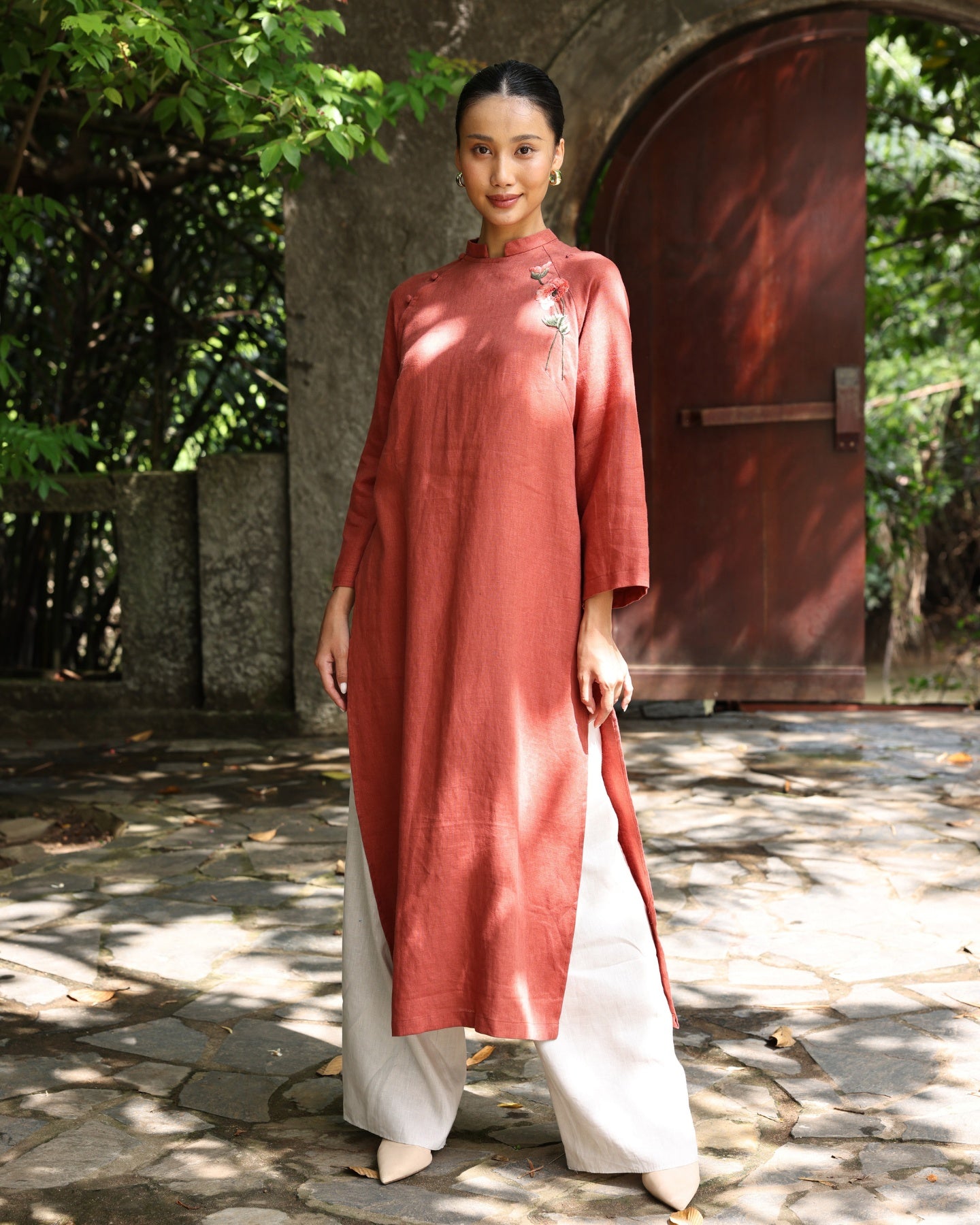 Hand-embroidered Vietnamese ao dai