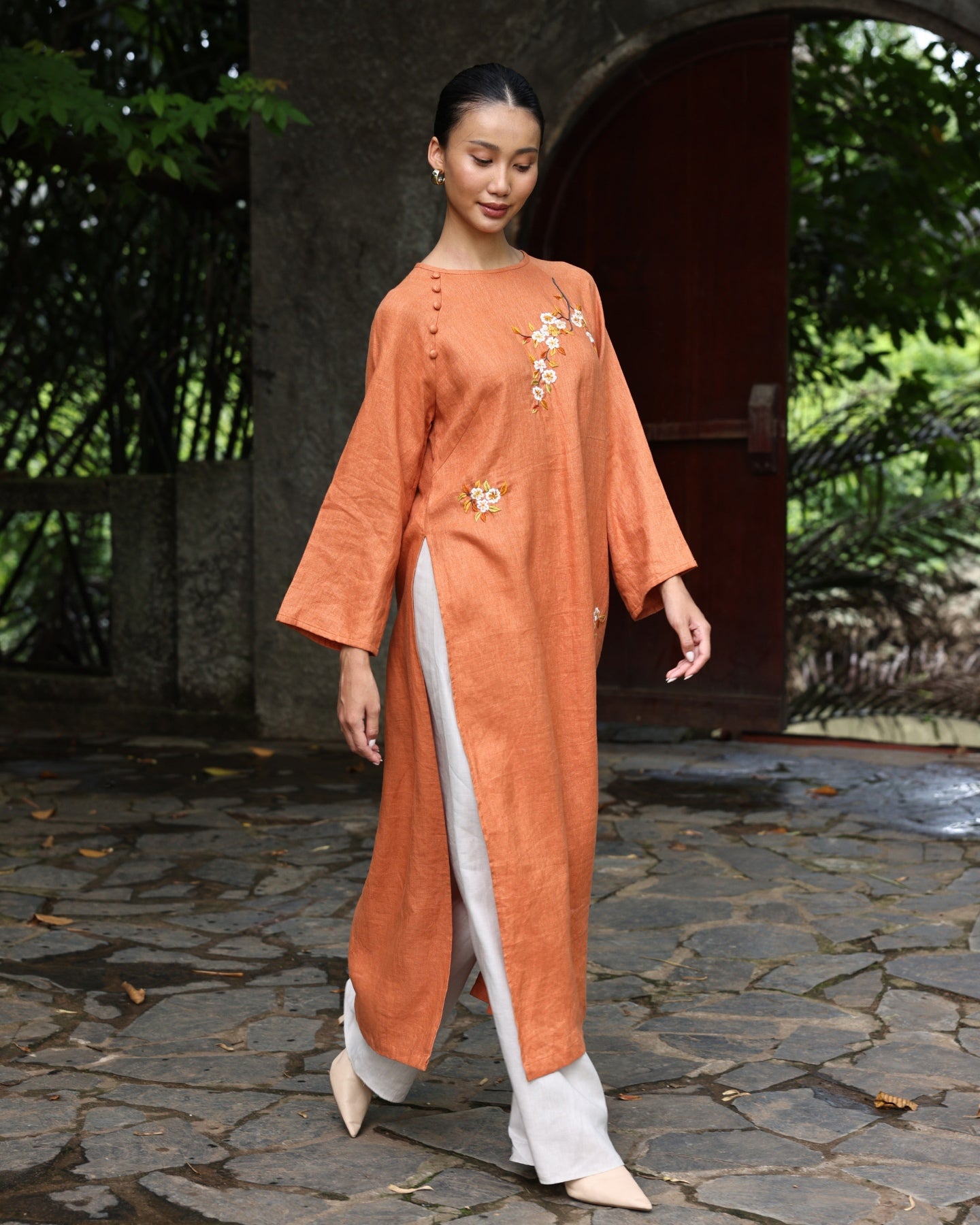 Hand-embroidered Vietnamese cultural dress