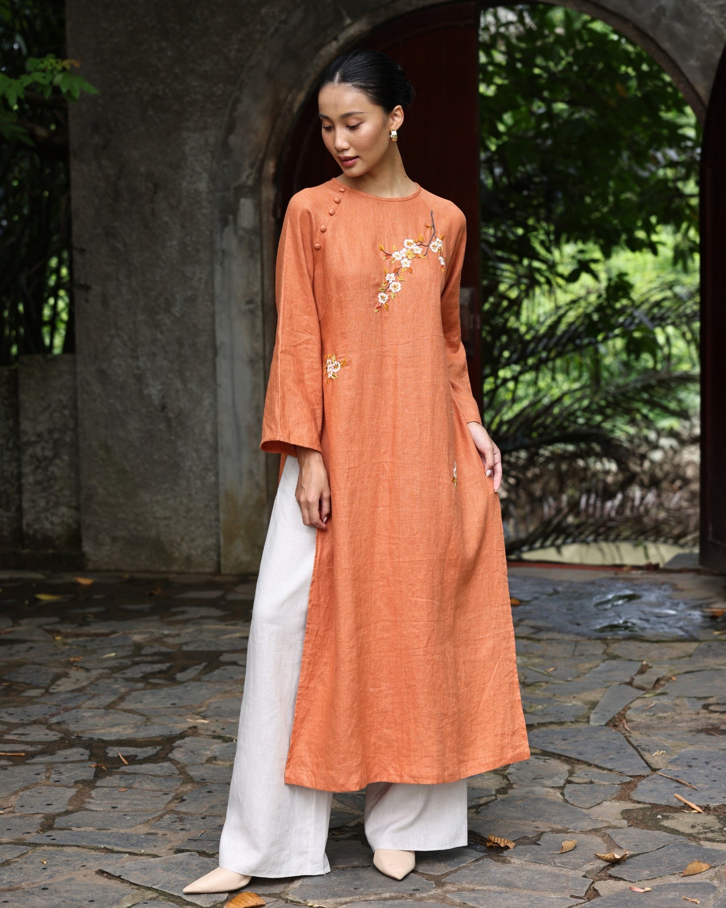 Hand-embroidered Vietnamese cultural dress