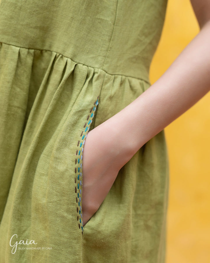 Hand-stitched loose linen dress