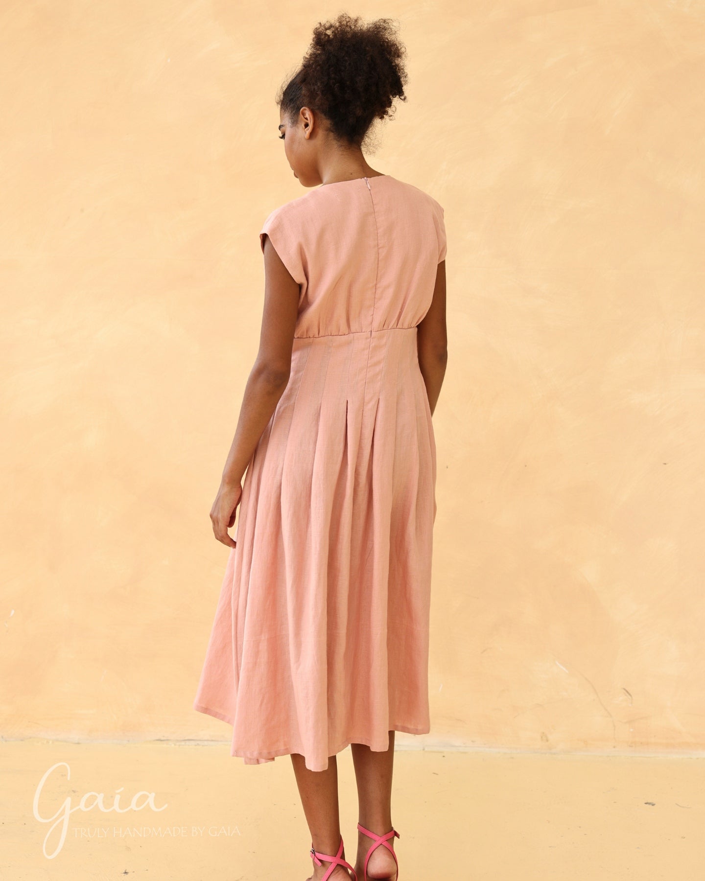 High waist linen dress