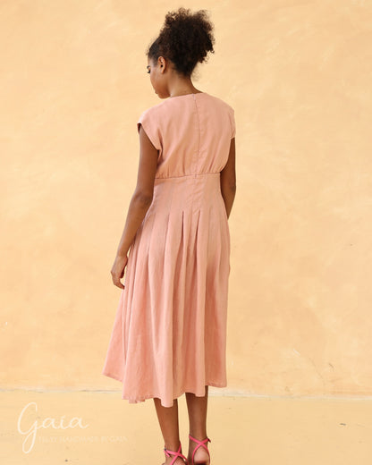 High waist linen dress