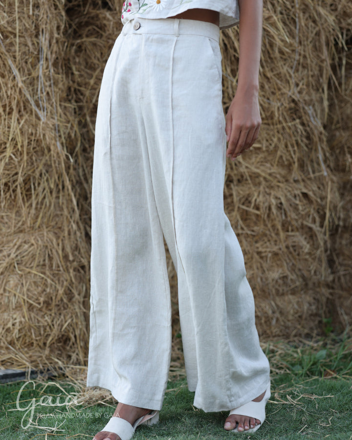 High-waisted linen pants