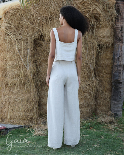 High-waisted linen pants